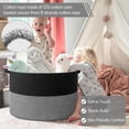 thumbnail image 5 of Ahot XXXLarge Cotton Rope Basket Woven Baby Laundry Baskets Blanket Baskets Toy Basket with Handle Comforter Cushions Storage Bin Thread Laundry Hamper - 21.7" x 21.7" x 13.8", 5 of 7