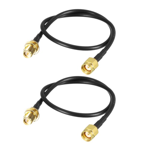 Antena Extensión Cable RP-SMA Macho a RP-SMA Hembra Baja Pérdida RG174 12 Pulgadas 2Uds Unique Bargains cables coaxiales
