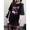 thumbnail image 5 of Deeptown Women Kawaii Off Shoulder T-shirt Harajuku Sweet Girl White Tops Y2k Aesthetic Cute Graphic Tees Japanese Fashion Shirt, 5 of 6