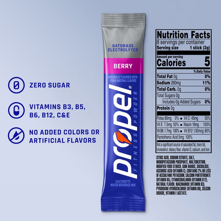 Propel Zero Sugar Berry Electrolyte Powder, 8 Packets, 12 Pack photo 3