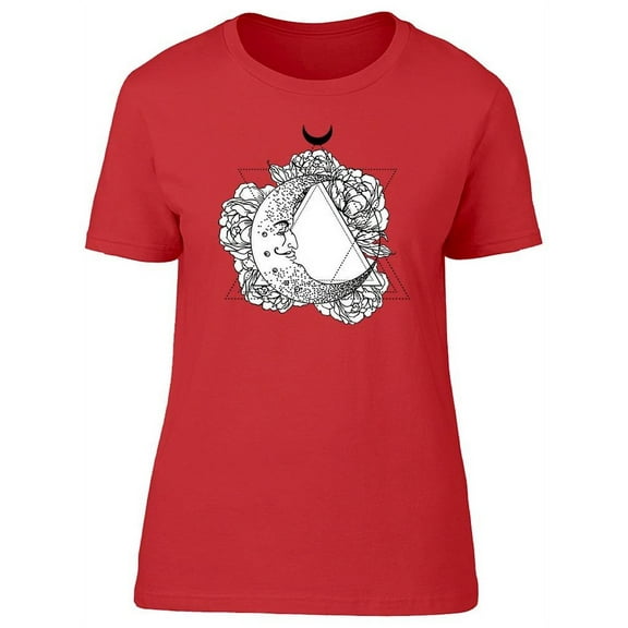 Face Moon Over Geometry Design T-Shirt Women -Image by Shutterstock, Female 3X-Large