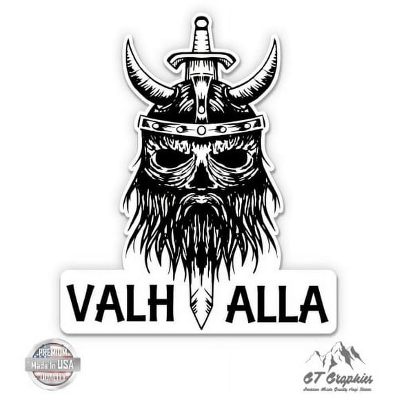 Valhalla Viking Head - 3" Vinyl Sticker - For Car Laptop I-Pad Phone Helmet Hard Hat - Waterproof Decal