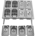 thumbnail image 5 of Expandable Stainless Steel Spice Rack Set, 8 Stackable Bins with Lids, Adjustable Length (14-25.6") 900ml/Pan Capacity, For Kitchen/Pantry/Restaurant (Silver, 2-Tier), 5 of 16