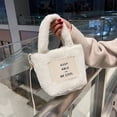 thumbnail image 2 of Lutabuo Women Plush Fur Letter Pattern Handbag Quilted Small Bucket Bag (White), 2 of 9