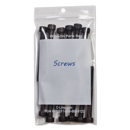 C-Line Recloseable 3 x 5 Small Parts Clear Poly with White ID Panel Bags, 1000 ct