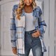 thumbnail image 2 of Chaqueta a cuadros para mujer con solapa, botonadura única, informal, holgada, con estampado de cuadros, chaqueta de manga larga con cinturón tonal, Azul M, 2 of 7