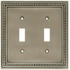 Brainerd 64772 Beaded Double Toggle Switch Wall Plate / Switch Plate / Cover, Brushed Satin Pewter