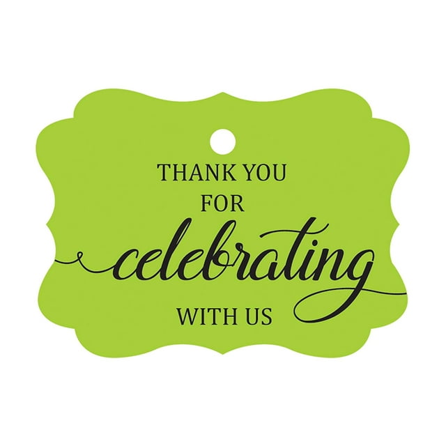 100 Pcs Custom Paper Tags Thank You For Celebrating Wedding Favor Gift Hang Tags