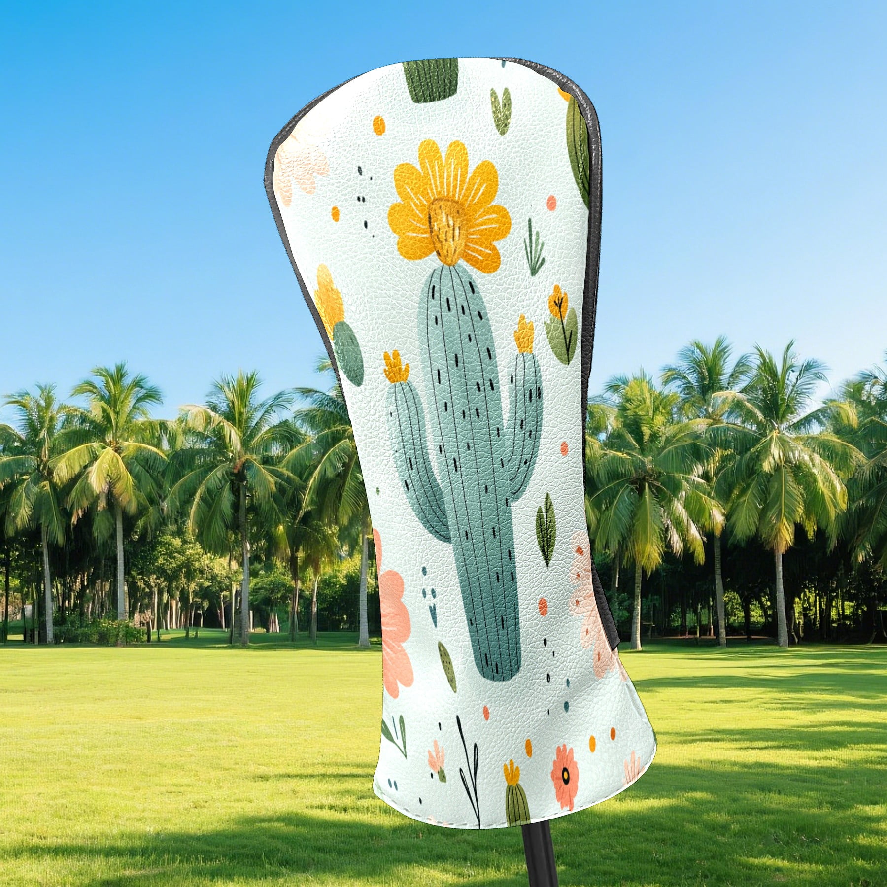 Golf Club Covers PU Leather Waterproof Head Covers for Fairway Woods Hybrids Cute Cactus