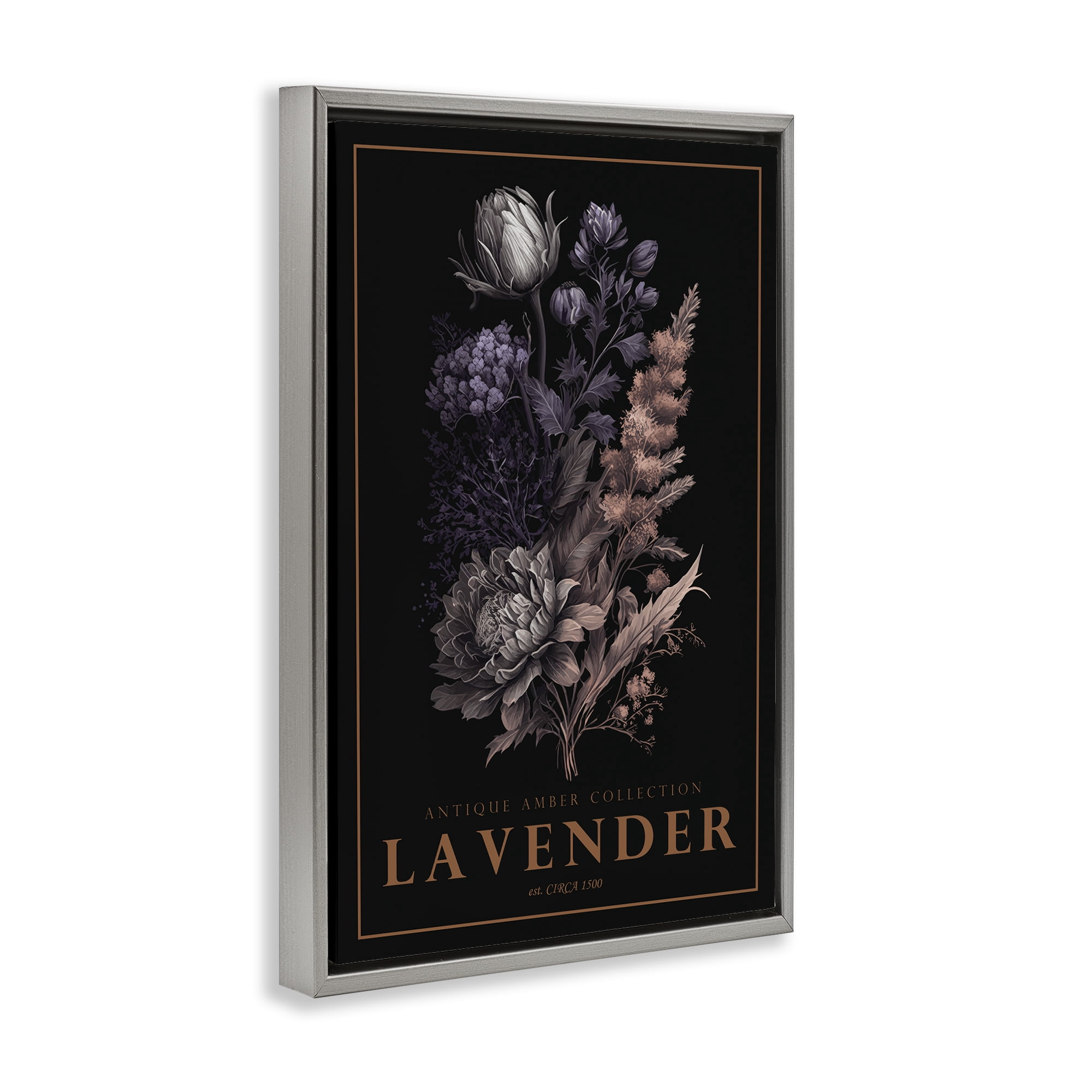 Stupell Industries Antique Lavender Light Gray Framed Floater Canvas Wall Art, design by Chris Giampietro