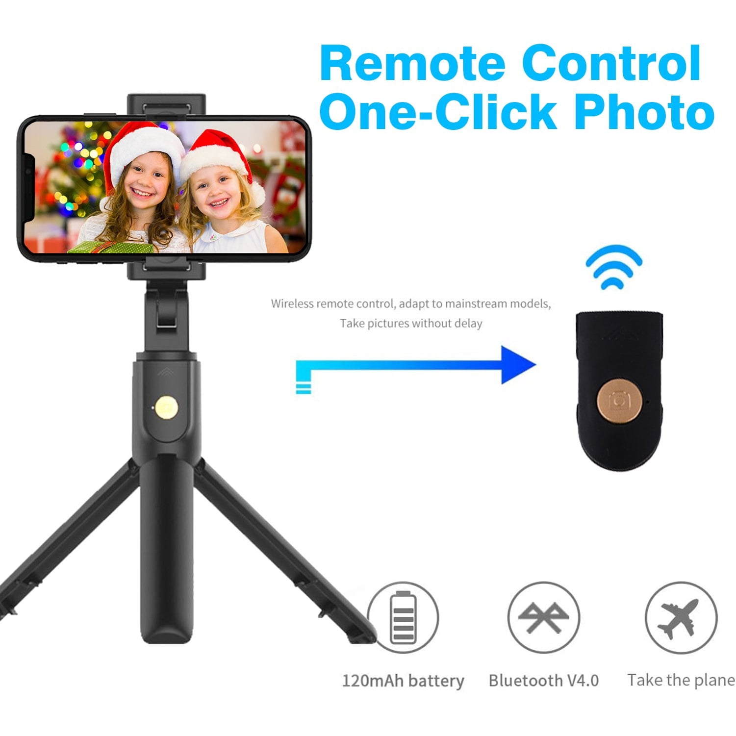 Wireless Selfie Stick for Cricket Debut Smart/S3/S2 - Built-in Tripod Remote Shutter Stand Self-Portrait Extendable