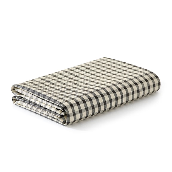 Elrene Home Fashions Gingham Check 3-Yard Cut-to-fit Vinyl Tablecloth/Table Protector, Black, 54" x 108"
