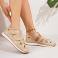 thumbnail image 4 of Fisherman Gladiator Sandals for Women Closed Toe Summer Walking Shoes Crooss Strap Hook and Loop Casual Nonslip Flat Shoes Beige Size 7, 4 of 8