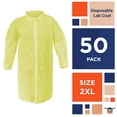 thumbnail image 2 of Yellow Disposable Lab Coats, Waterproof Polyethylene, 50 Count, 2XL, 2 of 7