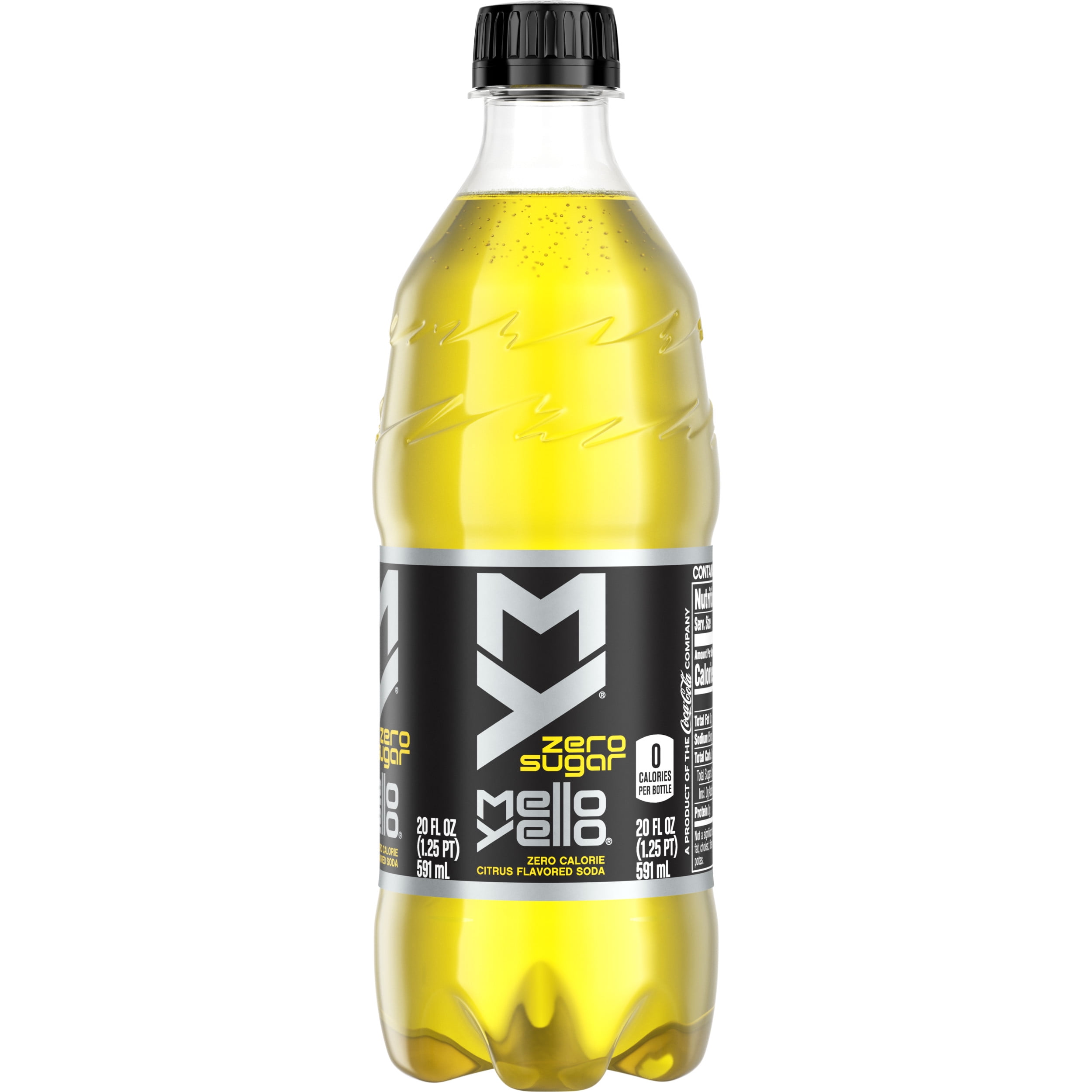 Mello Yello Zero Sugar Citrus Flavored Soda Soft Drink, 20 fl oz