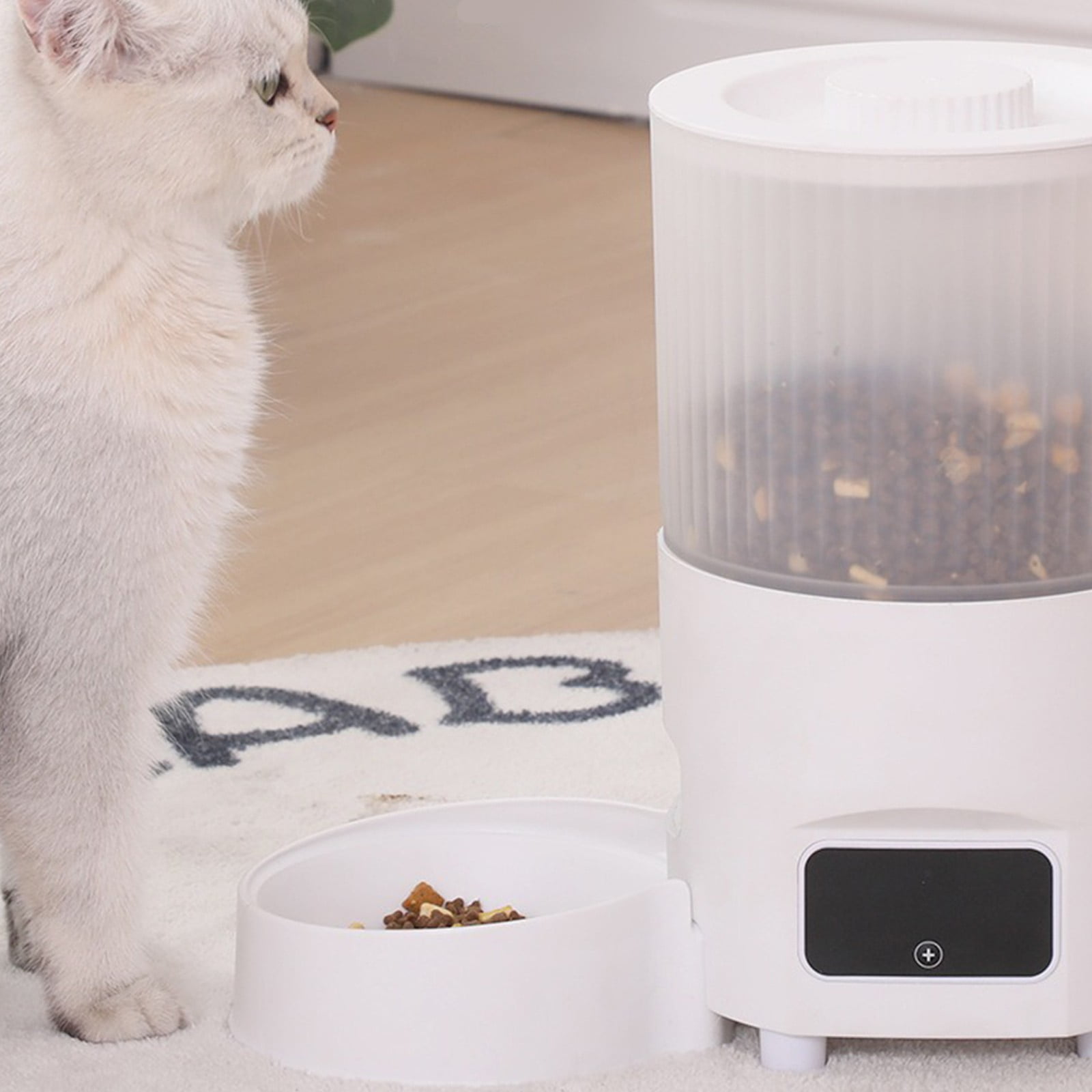 Smart WiFi Automatic Cat Feeder,Programmable Timed Dry Food Dispenser,1-4 Meals Per Day, Portion Control,App Controlled for Remote Feeding,Backup Battery，Plain