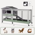 thumbnail image 6 of Aivituvin 2-Story Indoor Rabbit Hutch with Chew-Proof Outdoor Rabbit Cage with 6 Locking Casters Bunny Cage 2 Pull-Out Trays Guinea Pigs Cage 62" Gray, 6 of 8