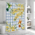 thumbnail image 5 of Forsythia Flowers Shower Curtain Set - Standard 72" x 72" Washable Bathtub Curtain with 12 Hooks, Spring Yellow Floral Hummingbird Blue Plaid Waterproof Fabric Shower Curtains for Bathroom/Bathtub, 5 of 6