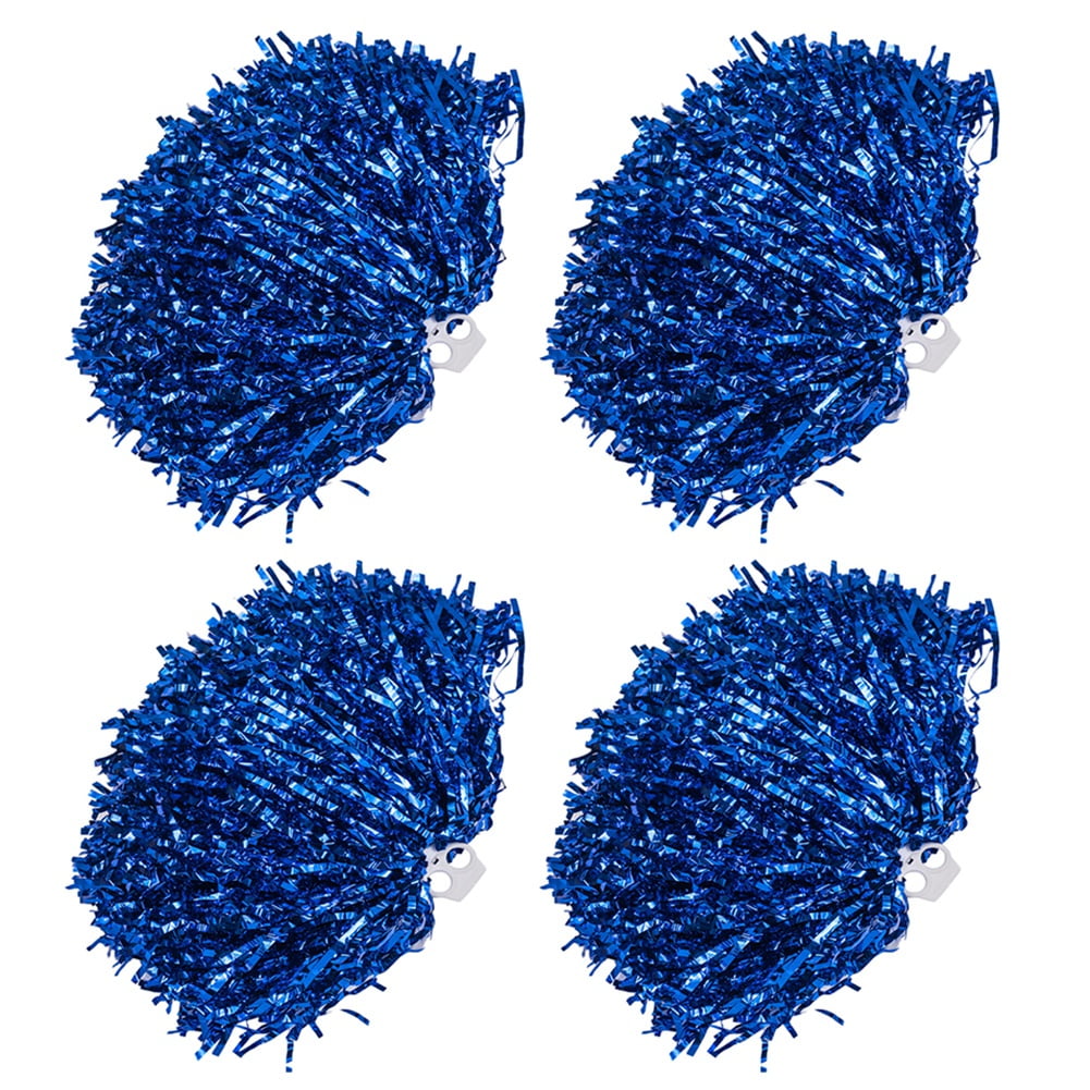 4 Pack Metallic Cheerleading Pom Poms with Ring Handle,Cheerleader
