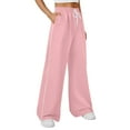 thumbnail image 5 of felwors Women Wide Leg Sweatpants Low Rise Baggy Fleece Sweatpants for Womens with Pockets 2025 Trendy Light Pink, L, 5 of 8