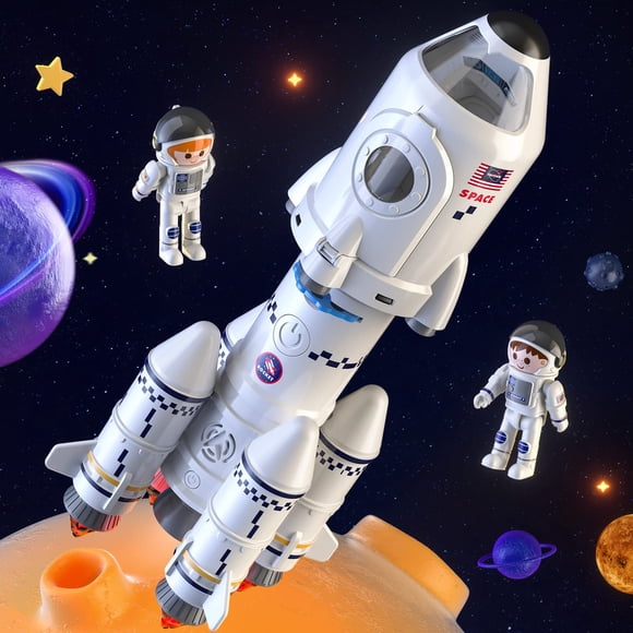 Transbordador espacial TEMI Rocket Toy con 2 astronautas y proyector