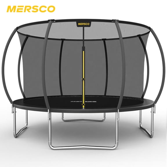 Mersco 14FT Kids Trampoline, ASTM Certified Heavy Duty Outdoor Trampoline with Safety Enclosure Net for Backyard Family Fun, Pumpkin Trampoline SPACE