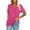 Hot Pink, variant on Women V Neck Rolled Sleeve Tops Summer Curved Hem Short Sleeve T Shirts Loose Fit Tees 2025