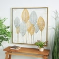 thumbnail image 2 of 40" x 40" Leaf Framed Wall Art with Silver Accents and Gold Frame, by CosmoLiving by Cosmopolitan, 2 of 9