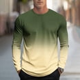 thumbnail image 2 of Kukoosong Men's Slim Fit Athletic Long Sleeve Tee Shirt, Gradient Color Block Fade Tops, Fall Winter Crew Neck Stretch Workout Tee, 2 of 5