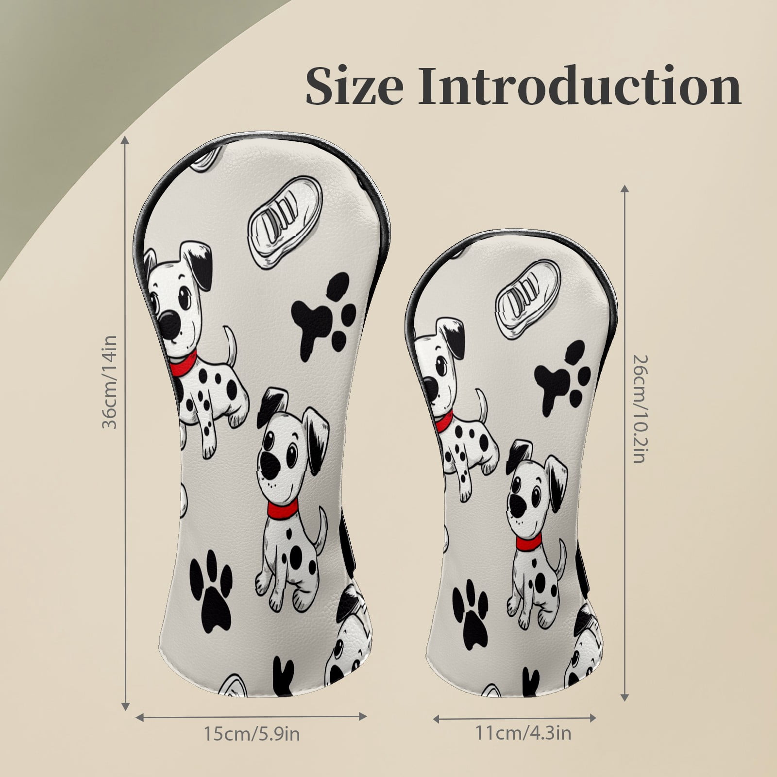 Golf Club Head Covers DalmatianPuppyPawPrint Waterproof Leather Golf Head Covers for Men Women Driver Head Cover Fairway Headcover for Golf Lovers
