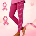 thumbnail image 2 of Leggings For Women Pink Ribbon Butterfly Print Breast Cancer Awareness 4-Way Stretch Casual Tummy Control Leggings, 2 of 5