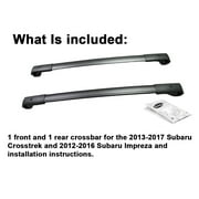 BrightLines Cross Bar Roof Rack Replacement for 2013 - 2017 Sabaru Crosstrek and 2012-2016 Impreza, Set of 2pcs, Black Aluminum Roof Top Crossbars