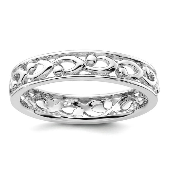 4.25mm 925 Sterling Silver Polished Patterned Stackable Carved Ring Size 8 Stackable Ring for Women