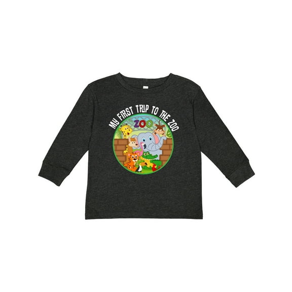 Inktastic 1st Trip to Zoo Animals Boys or Girls Long Sleeve Toddler T-Shirt