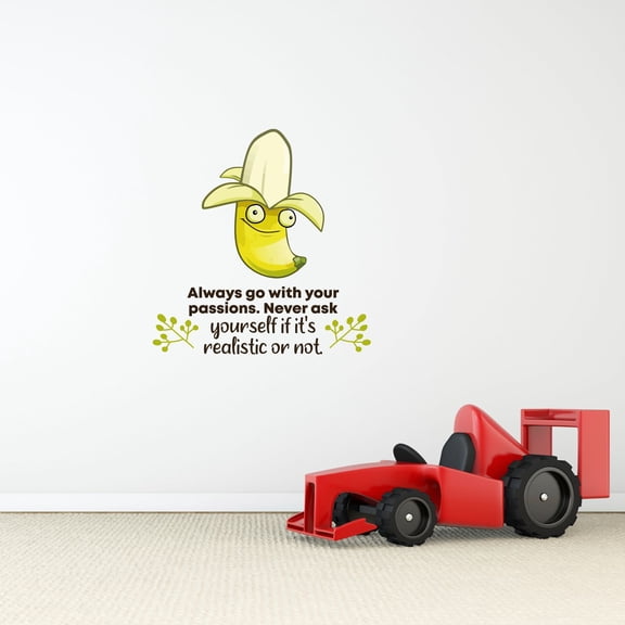 Realistic Or Not Banana Fruit Quote Cartoon Quotes Decors Wall Sticker Art Design Decal for Girls Boys Kids Room Bedroom Nursery Kindergarten Home Decor Stickers Wall Art Vinyl Decoration (40x20 inch)