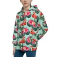 thumbnail image 2 of Pofeuu Palm Leaves Flamingo Print Teenage Zipper Hoodie Sweatshirts Hooded Casual Jackets With Pocket For Boys Girls-Small, 2 of 6
