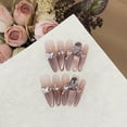 thumbnail image 2 of Shiny Rhinestone Handmade Press on Nails for Women Classy Wedding Prom Extra Long Stiletto Pink Fake Nails, 2 of 4