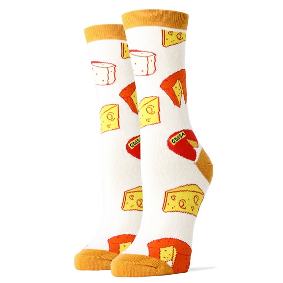Oooh Yeah Women's Funny Novelty Crew Socks, Crazy Cool Fashion Socks, Make That Cheddar