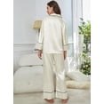 thumbnail image 3 of WEHUSE Pajamas For Women Set Silk Pjs 2 Piece Satin Sleepwear Long Sleeve Button Down Lounge Sets With Pant, 3 of 6