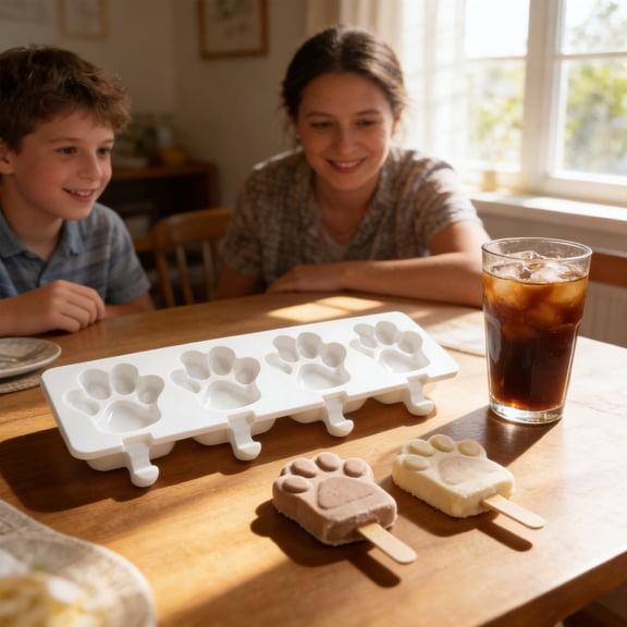 4 Pack Cute Shape Popsicle Molds ，White 4 Cavity Heart Shape Silicone Moulds ，Silicone Ice Pop Molds, for Kids Adults Ice Cream Mold Cakesicles Mould DIY Popsicle Maker