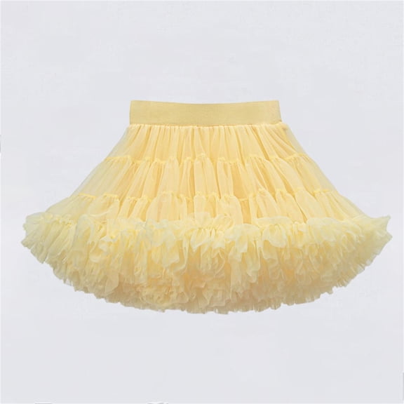 ATOGUTA Skirt Girls with Elastic Waist Layered Tulle Ballet Dance Princess Dress Birthday Outfit Size 0-10, Yellow