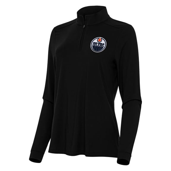 Women's Antigua Black Edmonton Oilers Intent Quarter-Zip Top