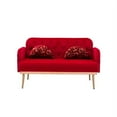 thumbnail image 4 of 55-inch Small Velvet Sofa with two Elegant Moon Shape Pillows, Modern Twin Size Accent Sofa Couch with Golden Metal Legs & Tufted Backrest & Delicate Armrests, Loveseat Sofa for Living Room, Red, 4 of 7