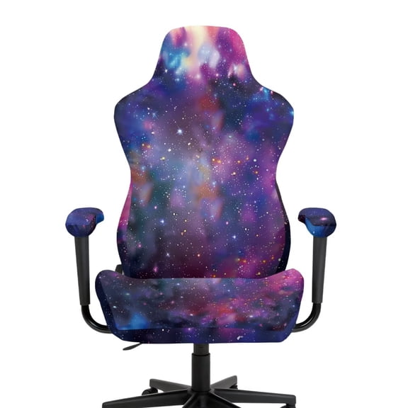 FUIALDOLG Galaxy Gaming Chair Covers Non-slip Computer Chair Covers with Armrest Pads Elastic Stain Resistant High Back Chair Seat Covers Universal Fit Blue Starry Sky Rotating Boss Chairs Slipcovers
