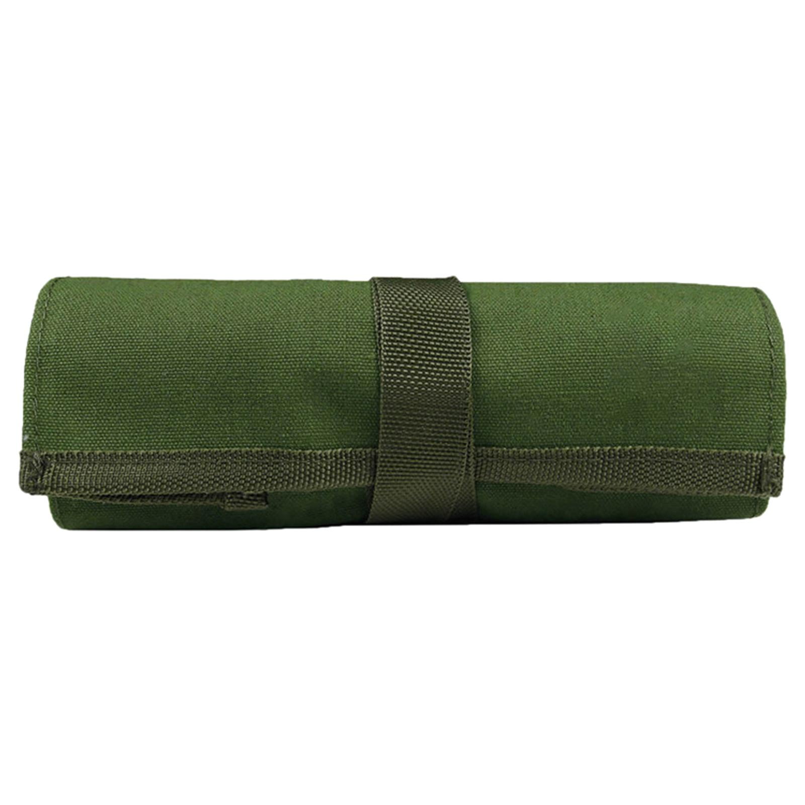 Heavy Duty Canvas Bonsai Tool Roll Storage Bag with Pockets Portable Compact Green