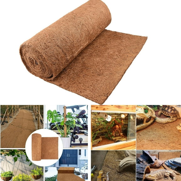 GIXUSIL Liner Roll 118 x 7.9inch, Natural Coconut Hanging Basket Liner, Reusable Coco Fiber Mat Coco Replacement Basket, Coconut Fiber Sheet Coir Mat Liner for Planter, Window Box, Wall Troughs,Brown