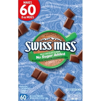 Swiss Miss No Sugar Added Hot Cocoa Mix, 60 Envelopes, 8oz Mug
