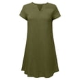 thumbnail image 3 of CHGBMOK Womens Plus Size Dresses Loose V-Neck Summer Solid Short Sleeve Cotton And Linen Dress, 3 of 5