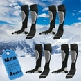 thumbnail image 6 of 4 Pairs Men's Knee-High Thickened Warm Hiking Climbing Skiing Ice Skating Outdoor Sports Socks, Knitted Fabric, Nylon & Polyester Blend, Machine Washable, Geometric Pattern, Men's Outdoor Socks, 6 of 10