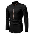 thumbnail image 2 of IROINNID On Sale Button Up Shirts for Men Stand Collar Button-down Embroidery Shirt Long Sleeve Shirt,Black, 2 of 8
